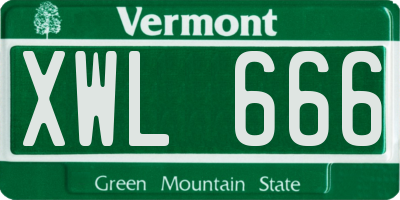 VT license plate XWL666