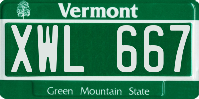VT license plate XWL667