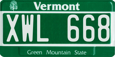 VT license plate XWL668