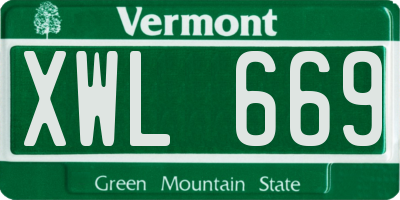 VT license plate XWL669