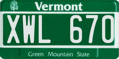 VT license plate XWL670