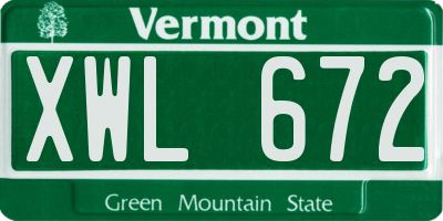 VT license plate XWL672