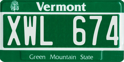 VT license plate XWL674
