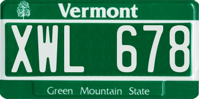 VT license plate XWL678