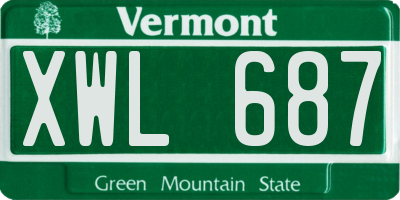 VT license plate XWL687