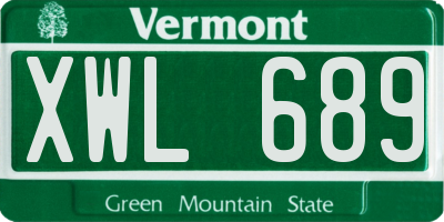 VT license plate XWL689
