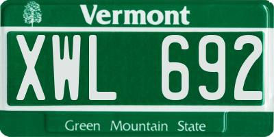VT license plate XWL692