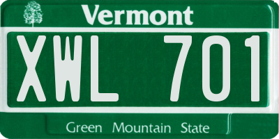 VT license plate XWL701