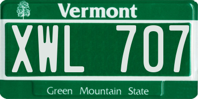 VT license plate XWL707