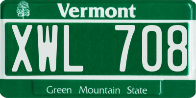 VT license plate XWL708