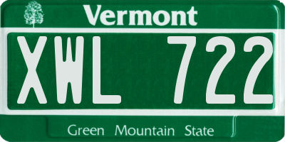 VT license plate XWL722