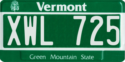 VT license plate XWL725