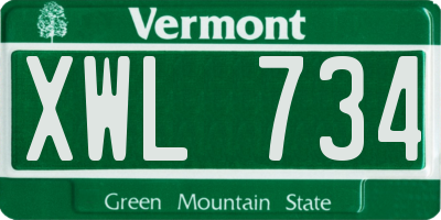 VT license plate XWL734