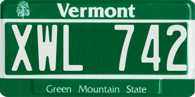 VT license plate XWL742