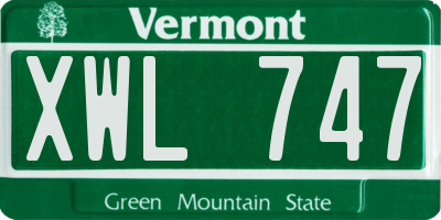 VT license plate XWL747