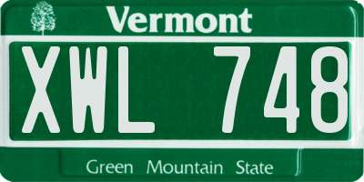 VT license plate XWL748