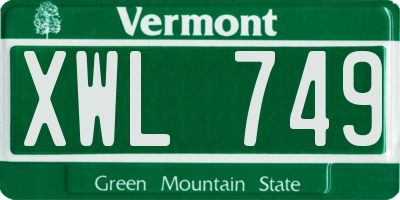 VT license plate XWL749