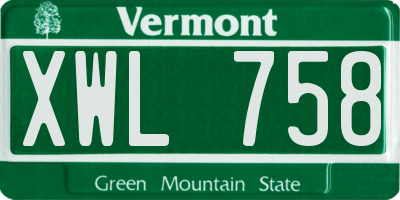 VT license plate XWL758