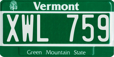 VT license plate XWL759