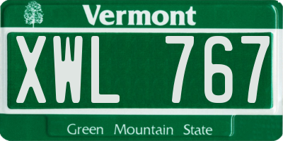 VT license plate XWL767