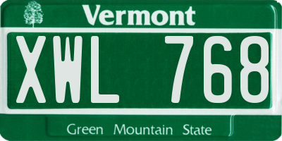 VT license plate XWL768