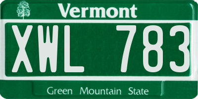 VT license plate XWL783