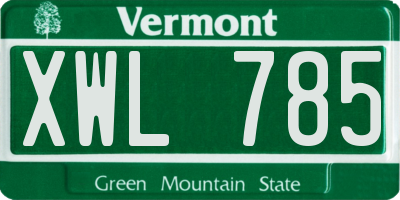 VT license plate XWL785