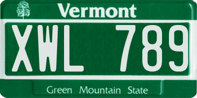 VT license plate XWL789
