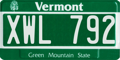 VT license plate XWL792