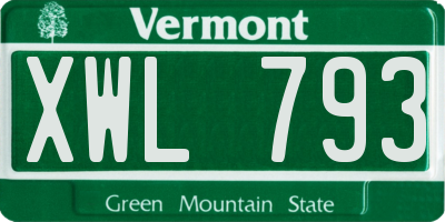 VT license plate XWL793