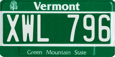 VT license plate XWL796