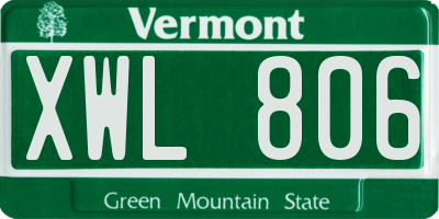 VT license plate XWL806