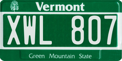 VT license plate XWL807