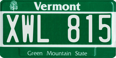 VT license plate XWL815