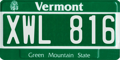 VT license plate XWL816