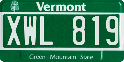 VT license plate XWL819
