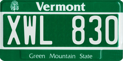 VT license plate XWL830