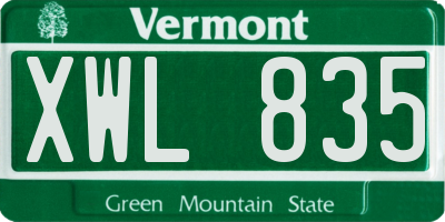 VT license plate XWL835