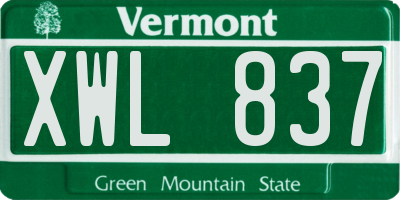 VT license plate XWL837