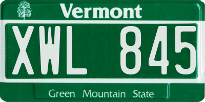 VT license plate XWL845