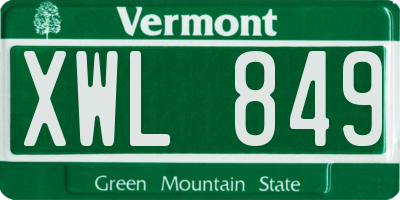 VT license plate XWL849