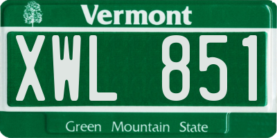 VT license plate XWL851
