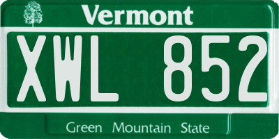 VT license plate XWL852