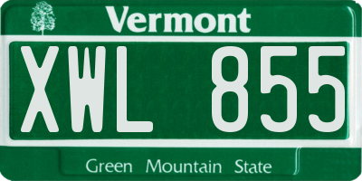 VT license plate XWL855