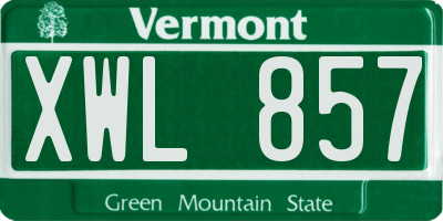 VT license plate XWL857