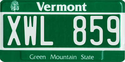 VT license plate XWL859