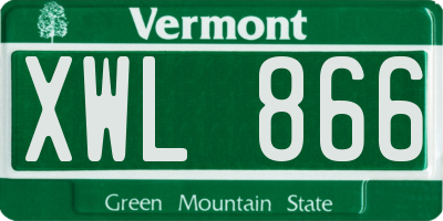 VT license plate XWL866