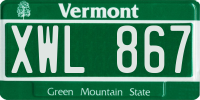 VT license plate XWL867