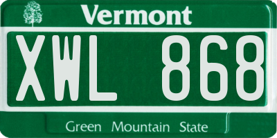 VT license plate XWL868