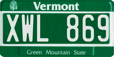 VT license plate XWL869